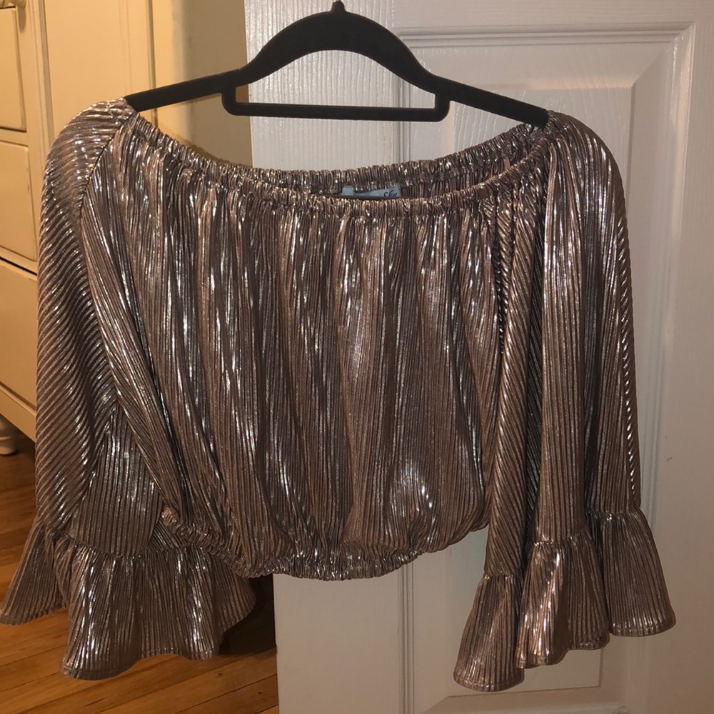 Off Shoulder Pleated Crop Top